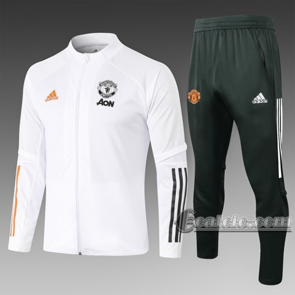 6Calcio: Giacca Tuta Manchester United Full-Zip Bianca A380 2020 2021