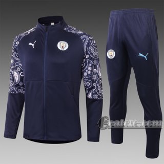 6Calcio: Giacca Tuta Manchester City Full-Zip Azzurra Scuro A383 2020 2021