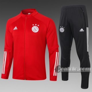 6Calcio: Giacca Tuta Ajax Amsterdam Full-Zip Rossa A386 2020 2021