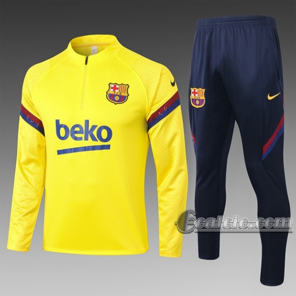 6Calcio: Felpa Tuta Fc Barcellona Half-Zip Azzurra Marino 2020 2021