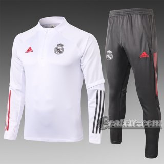 6Calcio: Felpa Tuta Real Madrid Half-Zip Bianca 2020 2021