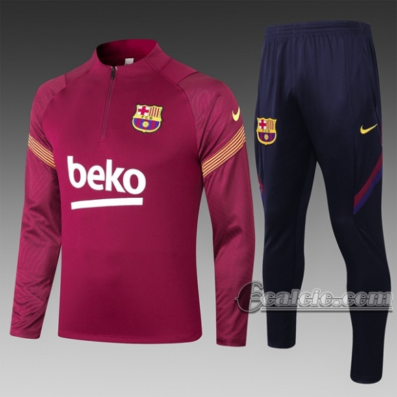 6Calcio: Felpa Tuta Fc Barcellona Half-Zip Cremisi B404 2020 2021