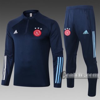 6Calcio: Felpa Tuta Ajax Amsterdam Half-Zip Azzurra Scuro B405 2020 2021