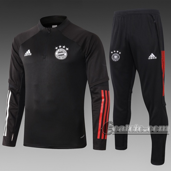 6Calcio: Felpa Tuta Bayern Munchen Half-Zip Nera B410 2020 2021