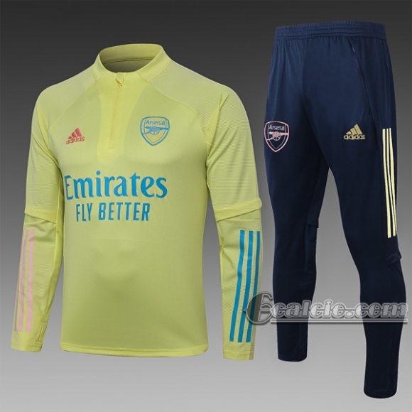 6Calcio: Felpa Tuta Arsenal Fc Half-Zip Gialla B412 2020 2021