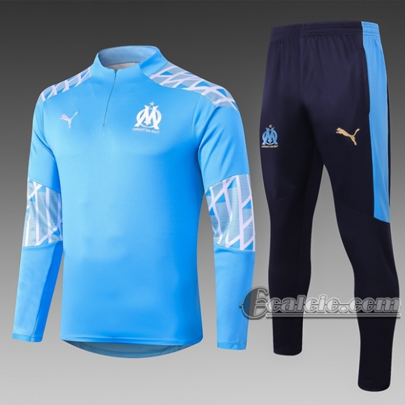 6Calcio: Felpa Tuta Olympique Marsiglia (Om) Half-Zip Azzurro B414 2020 2021