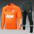 6Calcio: Felpa Tuta Manchester United Half-Zip Arancio B418 2020 2021