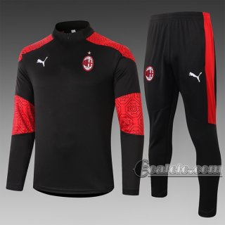 6Calcio: Felpa Tuta Ac Milan Half-Zip Nera B423 2020 2021