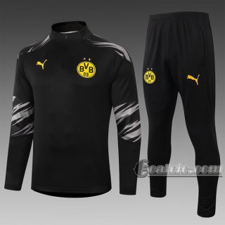 6Calcio: Felpa Tuta Borussia Dortmund Half-Zip Nera B424 2020 2021