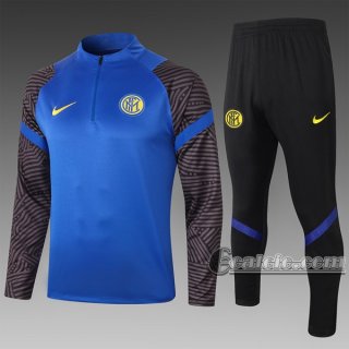 6Calcio: Felpa Tuta Inter Milan Half-Zip Azzurra Scuro B431 2020 2021