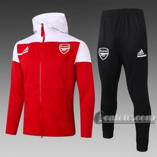 6Calcio: Giacca Tuta Arsenal Fc Cappuccio Hoodie Full-Zip Rossa F279 2020 2021