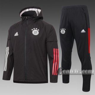 6Calcio: Giacca Tuta Bayern Munchen Antivento Full-Zip Nera G066 2020 2021