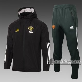 6Calcio: Giacca Tuta Manchester United Antivento Full-Zip Nera G071 2020 2021