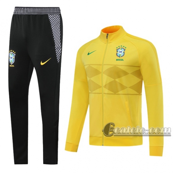 6Calcio: Giacca Tuta Brasile Full-Zip Gialla 2020 2021