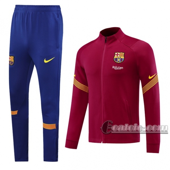 6Calcio: Giacca Tuta Fc Barcellona Full-Zip Rossa 2020 2021