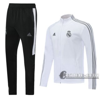 6Calcio: Giacca Tuta Real Madrid Full-Zip Bianca 2020 2021