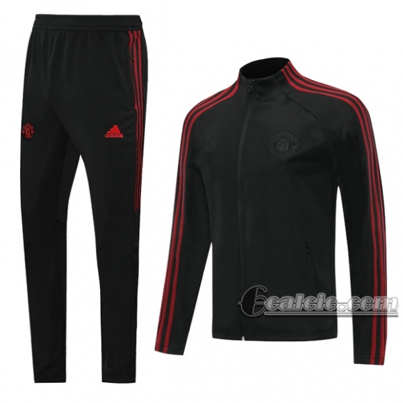 6Calcio: Giacca Tuta Manchester United Full-Zip Nera 2020 2021