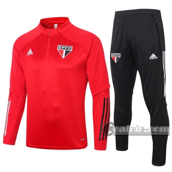 6Calcio: Felpa Tuta Sao Paulo Fc Half-Zip Rossa 2020 2021