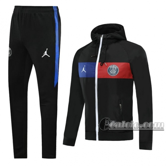 6Calcio: Giacca Tuta Psg Paris Saint Germain Cappuccio Hoodie Antivento Full-Zip Nera 2020 2021