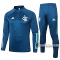 6Calcio: Felpa Tuta Flamengo Half-Zip Azzurra Marino 2020 2021