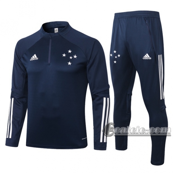 6Calcio: Felpa Tuta Cruzeiro Ec Half-Zip Azzurra Marino 2020 2021