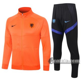 6Calcio: Giacca Tuta Olanda Full-Zip Arancio 2020 2021