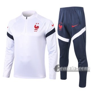 6Calcio: Felpa Tuta Francia Half-Zip Bianca 2020 2021