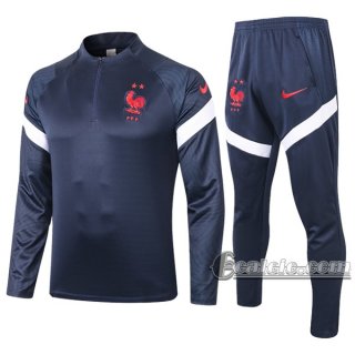 6Calcio: Felpa Tuta Francia Half-Zip Azzurra Marino 2020 2021