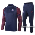 6Calcio: Felpa Tuta Psg Paris Saint Germain Half-Zip Azzurra Marino 2020 2021