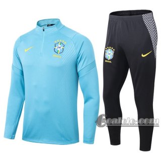 6Calcio: Felpa Tuta Brasile Half-Zip Azzurra 2020 2021