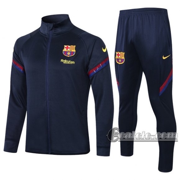 6Calcio: Giacca Tuta Fc Barcellona Full-Zip Azzurra Marino 2020 2021