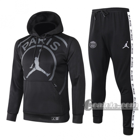 6Calcio: Felpa Tuta Air Jordan-Paris Psg Cappuccio Hoodie Nera 2020 2021