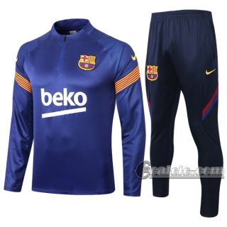 6Calcio: Felpa Tuta Fc Barcellona Half-Zip Azzurra 2020 2021