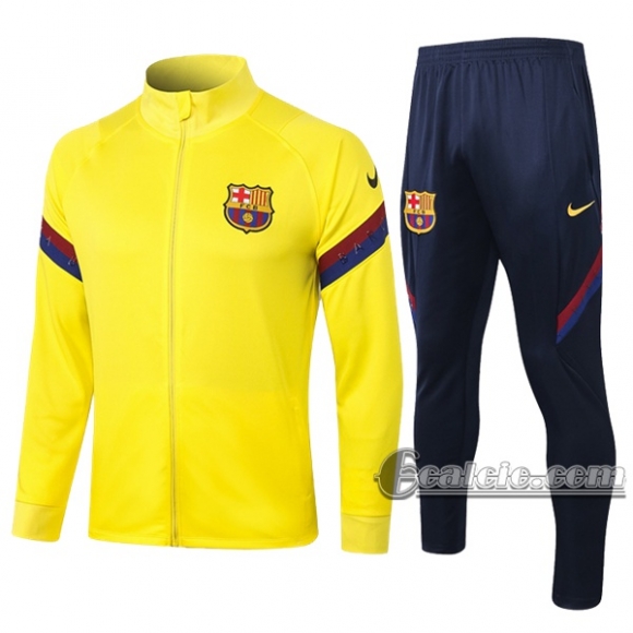 6Calcio: Giacca Tuta Fc Barcellona Full-Zip Gialla 2020 2021