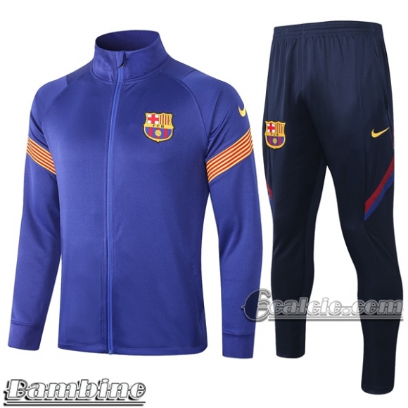 6Calcio: Full-Zip Giacca Tuta Bambino Barcellona Azzurra 2020 2021