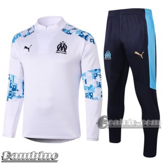 6Calcio: Tuta Bambino Olympique Marsiglia Half-Zip Bianca E462 2020 2021