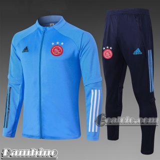 6Calcio: Full-Zip Giacca Tuta Bambino Ajax Amsterdam Azzurro E463 2020 2021