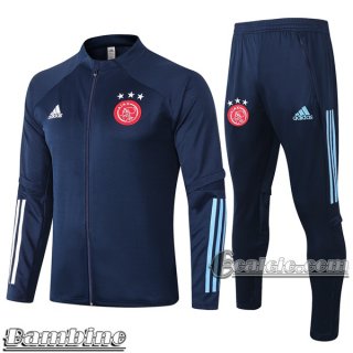 6Calcio: Full-Zip Giacca Tuta Bambino Ajax Amsterdam Azzurra Scuro E464 2020 2021