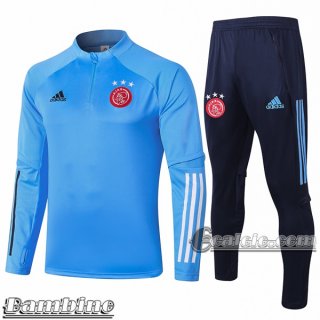 6Calcio: Tuta Bambino Ajax Amsterdam Half-Zip Azzurro E466 2020 2021