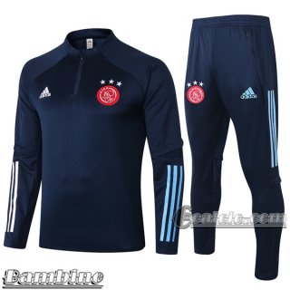 6Calcio: Tuta Bambino Ajax Amsterdam Half-Zip Azzurra Scuro E467 2020 2021