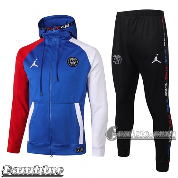 6Calcio: Full-Zip Giacca Tuta Bambino Cappuccio Air Jordan * Paris Psg Azzurra E471 2020 2021