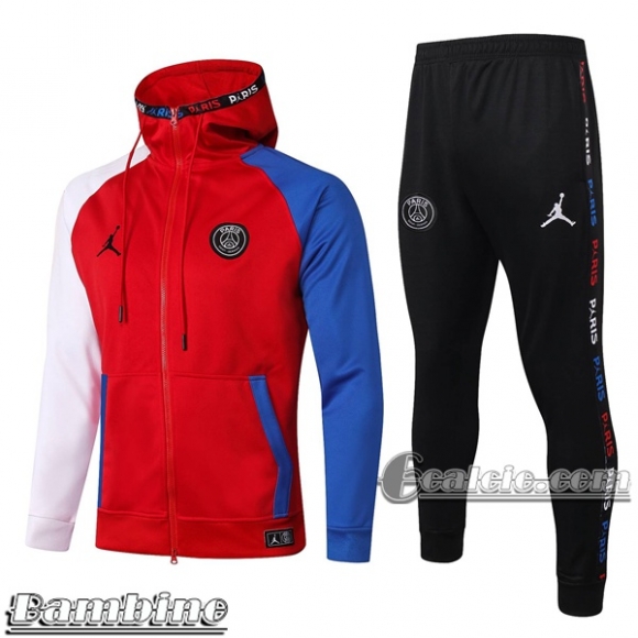 6Calcio: Full-Zip Giacca Tuta Bambino Cappuccio Air Jordan * Paris Psg Rossa E473 2020 2021