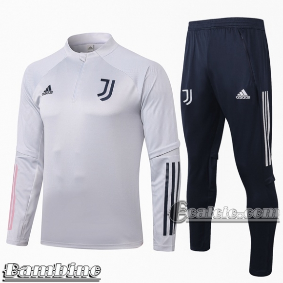 6Calcio: Tuta Bambino Juventus Half-Zip Grigio Chiaro E478 2020 2021