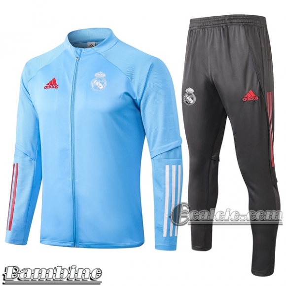 6Calcio: Full-Zip Giacca Tuta Bambino Real Madrid Azzurro E483 2020 2021