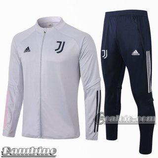 6Calcio: Full-Zip Giacca Tuta Bambino Juventus Grigio Chiaro E484 2020 2021