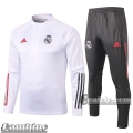 6Calcio: Tuta Bambino Real Madrid Half-Zip Bianca E493 2020 2021