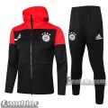 6Calcio: Full-Zip Giacca Tuta Bambino Cappuccio Bayern Munchen Nera E499 2020 2021