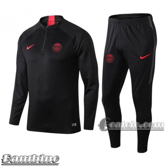 6Calcio: Tuta Bambino Psg Paris Saint Germain Half-Zip Nera 2019 2020