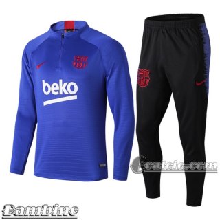 6Calcio: Tuta Bambino Fc Barcellona Half-Zip Azzurra 2019 2020