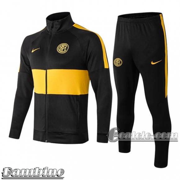 6Calcio: Full-Zip Giacca Tuta Bambino Inter Milan Nera/Gialla 2019 2020